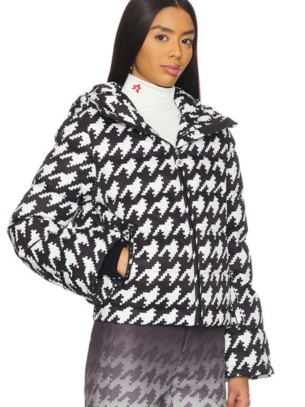 Perfect Moment Houndstooth Polar Flare Down Jacket size XS.